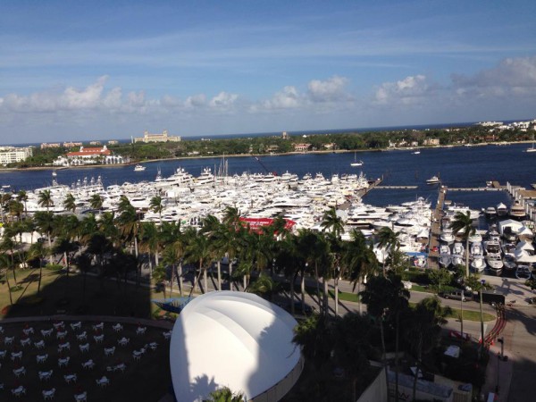 Boats are docking at the Waterfront for the Palm Beach Boat Show! # ...